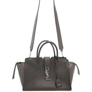 Saint Laurent Monogram Cabas Downtown tote bag raffia brown leather